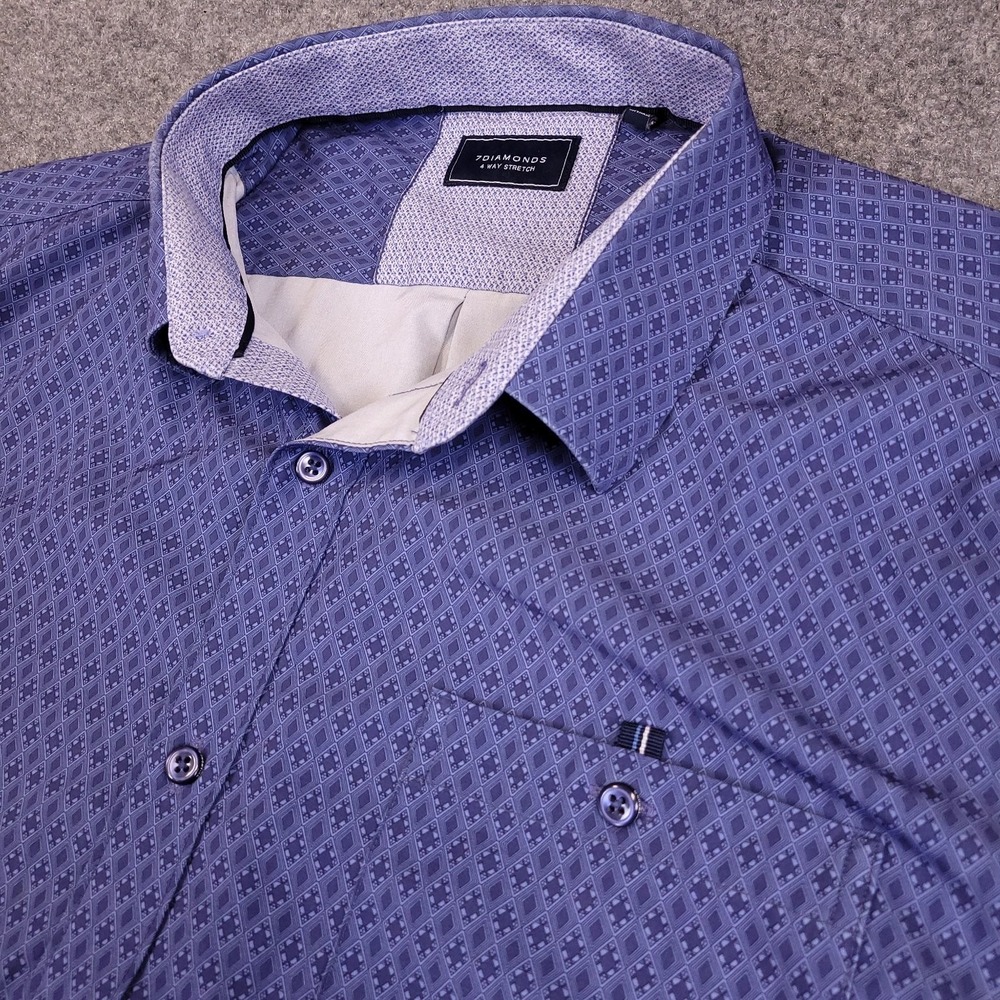 7 DIAMONDS Flawless Casual Button-Down Shirt Men's Periwinkle XXL 4-Way Stretch